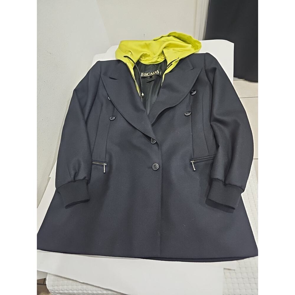 Escada Margaretha Ley Wool Black Jacket Blazer Removable Hoodie S - Picture 7 of 14